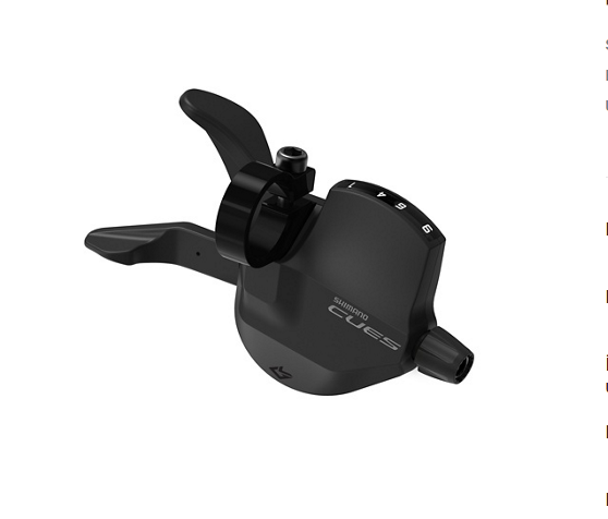 SHIMANO CUES Vites kolu SLU40009R 9 Vites Rapidfire+ Kelepçeli bant Görsel vites kadranı ile