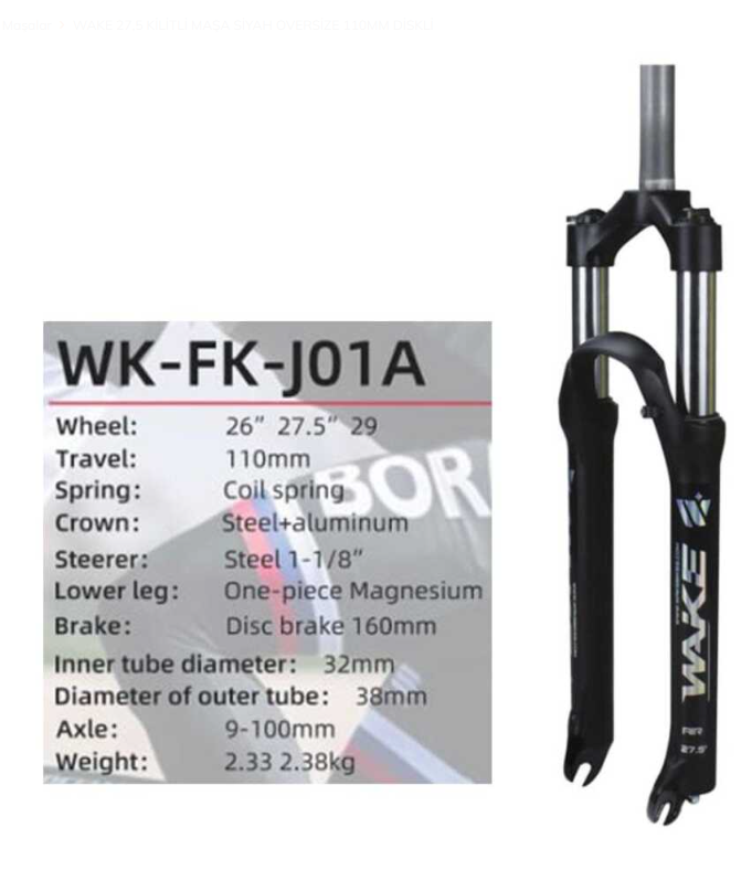 WAKE 27,5 KİLİTLİ MAŞA SİYAH OVERSİZE 110MM DİSKLİ