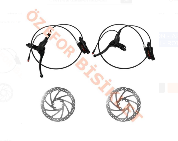 HİDROLİK FREN SETİ ÖN - ARKA - E-BİKE [FREN MÜŞÜR KESİCİLİ - ROTOR 160 KABLO 100-180 CM]