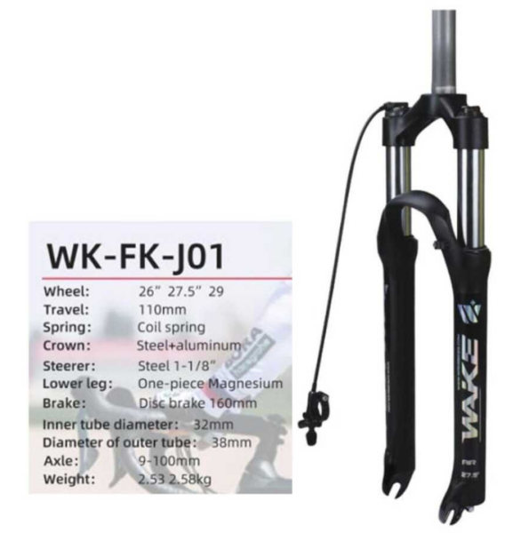 WAKE 27,5 GİDON KİLİTLİ MAŞA SİYAH OVERSİZE 110MM DİSKLİ