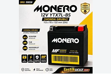 MOTOSİKLET AKÜ YTX7L-BS 12V 7AH (13*11*7)cm
