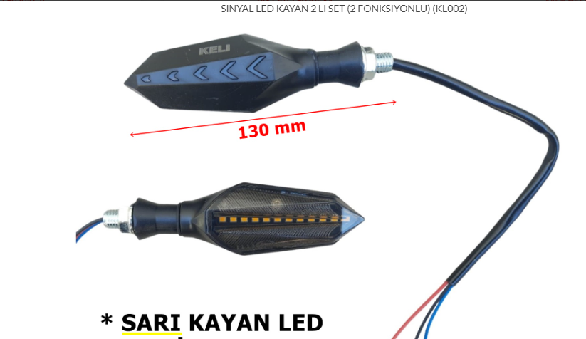 MOTOSİKLET SİNYAL TAKIMI KAYAN LED SARI KL002