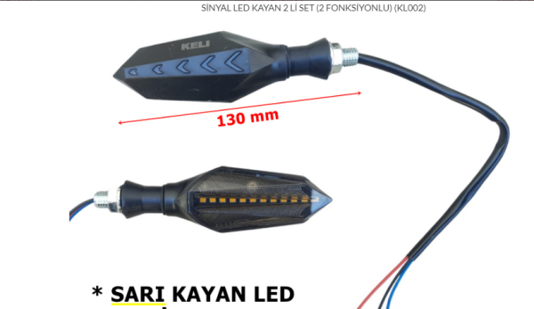 MOTOSİKLET SİNYAL TAKIMI KAYAN LED SARI KL002