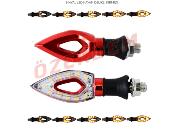 MOTOSİKLET SİNYAL LED KAYAN DELİKLİ KIRMIZI 1 ÇİFT