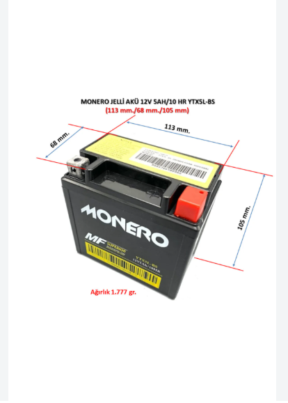 MONERO 12/5 AMP YTX5L-BS MOTOSİKLET AKÜSÜ