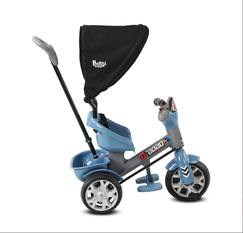 BABYHOPE BOBO İTMELİ ÜÇTEKER MAVİ-GRİ BİSİKLET