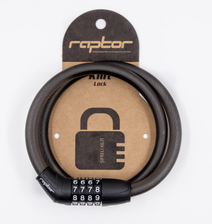 RAPTOR - Şifreli Çelik Halata Kilit 12×80cm