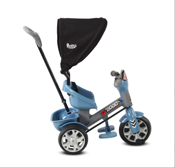 BABYHOPE BOBO İTMELİ ÜÇTEKER MAVİ-GRİ BİSİKLET