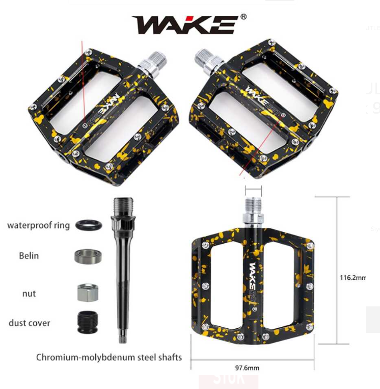 WAKE ALUMİNYUM RULMANLI KAMUFLAJ DESENLİ PEDAL 116. x 97.6MM SİYAH-SARI