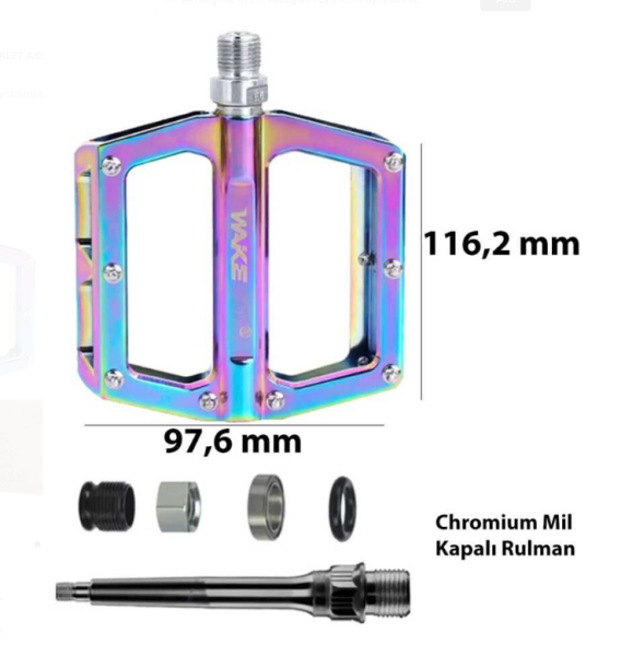 WAKE ALUMİNYUM RULMANLI OILSLICK PLATFORM PEDAL 135*110*55mm