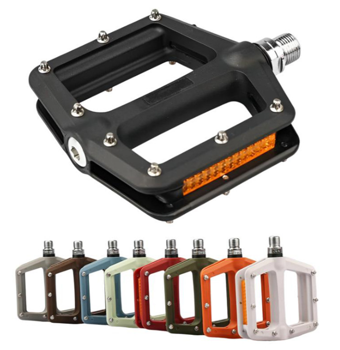 BRIVIGA - Siyah Naylon Bisiklet Pedalı Çift (1DU + 1 Kapalı Rulman, 108x103x27mm, Reflektörlü, 338g)