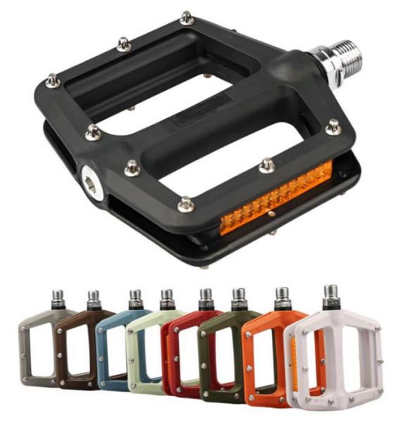 BRIVIGA - Siyah Naylon Bisiklet Pedalı Çift (1DU + 1 Kapalı Rulman, 108x103x27mm, Reflektörlü, 338g)