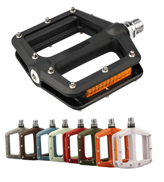 BRIVIGA - KIRMIZI Naylon Bisiklet Pedalı Çift (1DU + 1 Kapalı Rulman, 108x103x27mm, Reflektörlü, 338