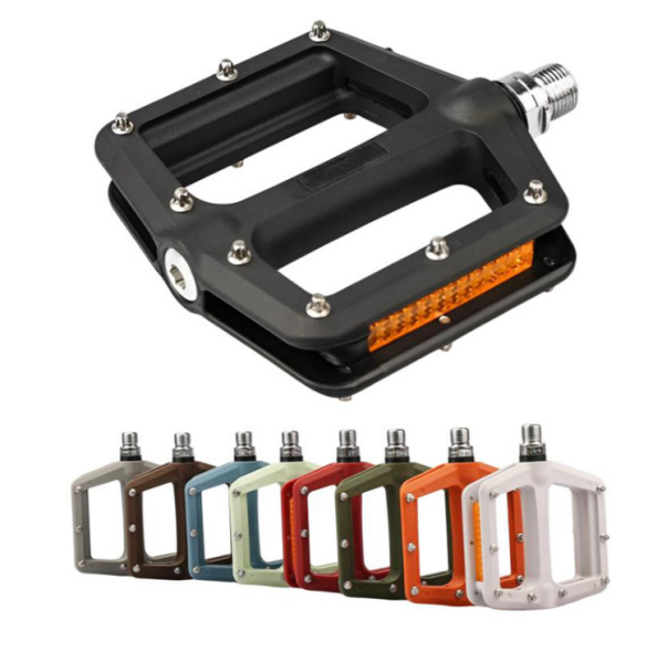 BRIVIGA - GRİ Naylon Bisiklet Pedalı Çift (1DU + 1 Kapalı Rulman, 108x103x27mm, Reflektörlü, 338g)