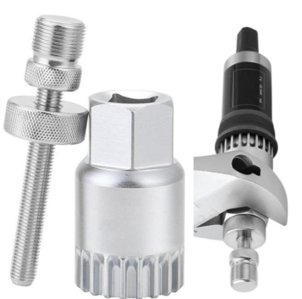 BRIVIGA - 20T Kare/Spline BB Anahtarı Seti + Düşme Önleyici Parça (20Cr Çelik, Gümüş, 145g+86g)