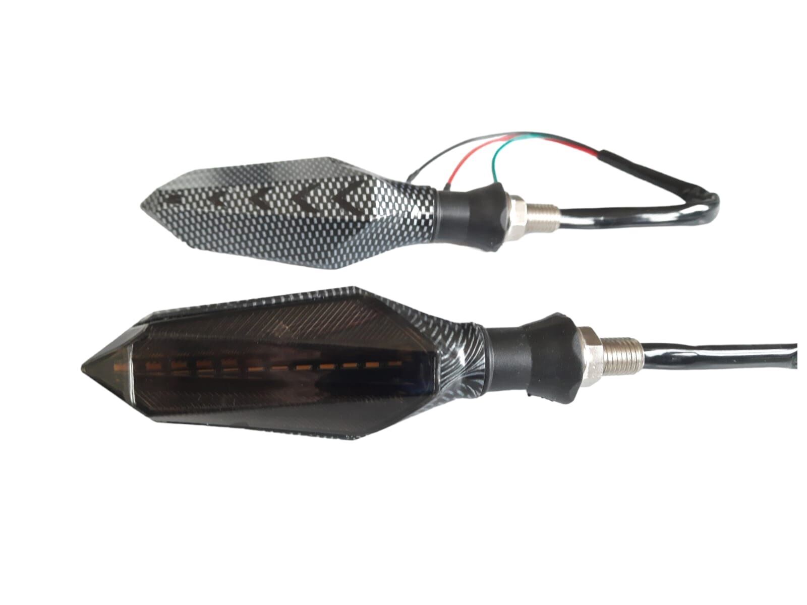 MOTOSİKLET SİNYAL LED KAYAN KARBON DESEN (PARKLI) 2'Lİ SET