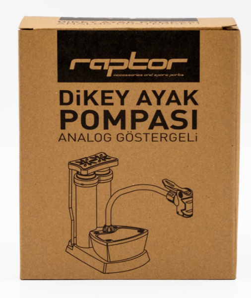 RAPTOR - M34B-01 Dikey BİSİKLET-MOTOSİKLET Ayak Pompası Analog Göstergeli