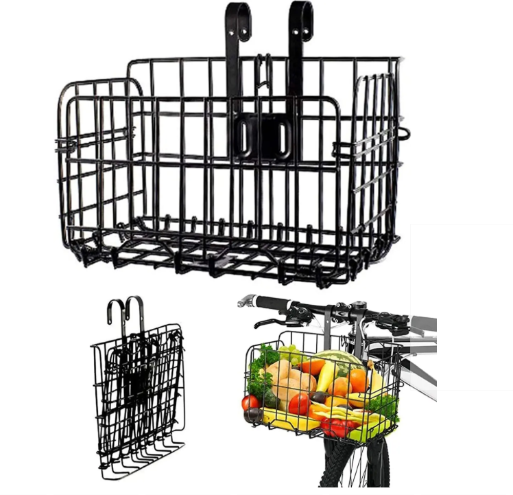Katlanır Bisiklet Sepeti Tüm Bisikletlere Uyumlu Sepet Askılı Metal Bisiklet Aksesuarı