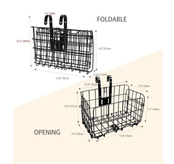 Katlanır Bisiklet Sepeti Tüm Bisikletlere Uyumlu Sepet Askılı Metal Bisiklet Aksesuarı