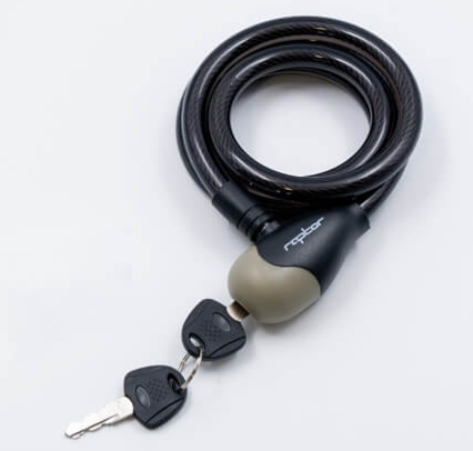 RAPTOR - Anahtarlı Spiral Kilit 12 x 120cm SİYAH