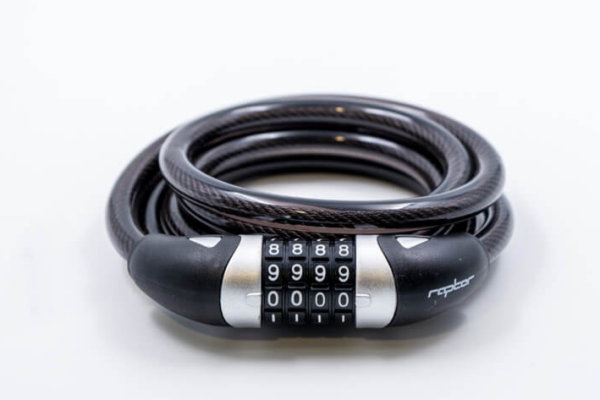 RAPTOR - 4'lü Şifreli Halat Kilit 3.8X12X180cm - Siyah
