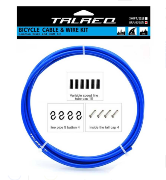 TRLREQ FREN TEL KABLO SETİ MTB ROAD 5MM - 2 Metre Kablo / 2 x MTB-ROAD Tel / 6 x Kapsül / 4 x Kanca / 4 x Tel Ucu MAVİ