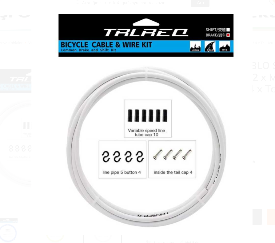 TRLREQ FREN TEL KABLO SETİ MTB ROAD 5MM - 2 Metre Kablo / 2 x MTB-ROAD Tel / 6 x Kapsül / 4 x Kanca / 4 x Tel Ucu BEYAZ