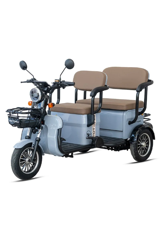 KRON VICTORY SHUTTLE ÜÇ TEKER ELEKTRİKLİ MOPET GRİ